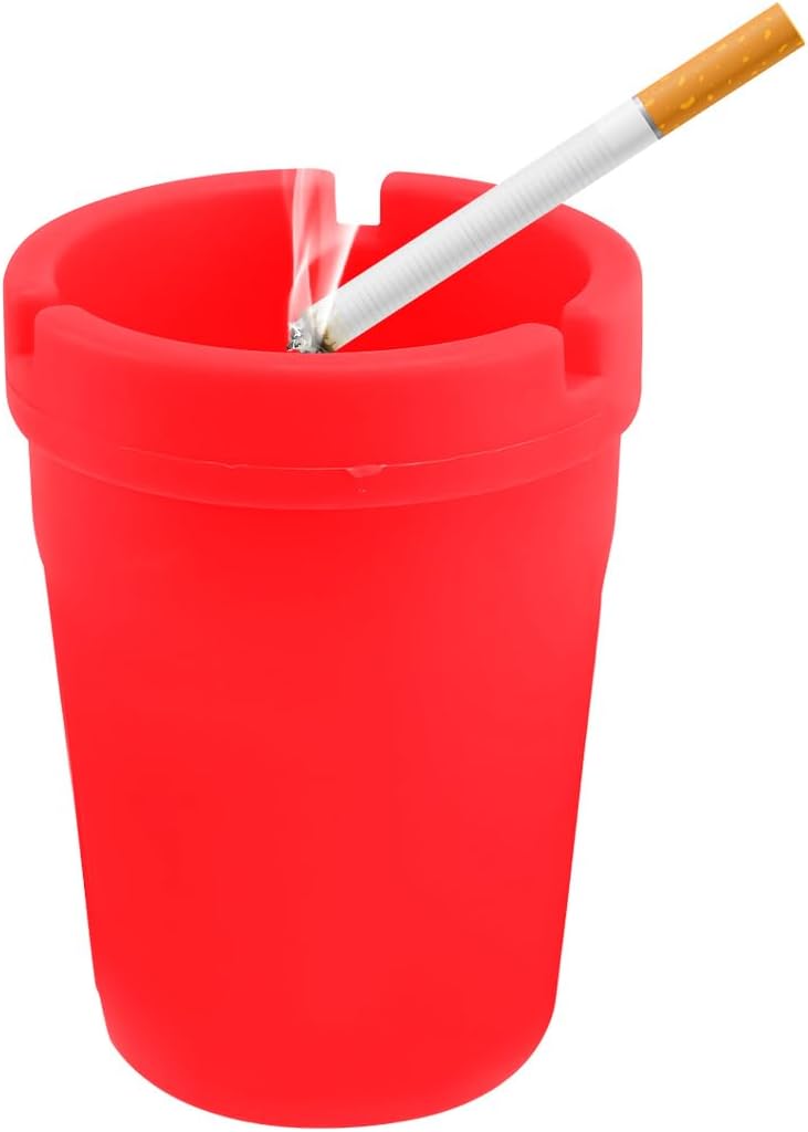 NYTKL Car Ashtray, Plastic Portable Smokeless Self-Extinguishing Vehicle Cigarette Trash Can Ash Tray, Universal Windproof Butt Bucket Ash Holder Organizer for Car Cup Holder (Red) - Image 1